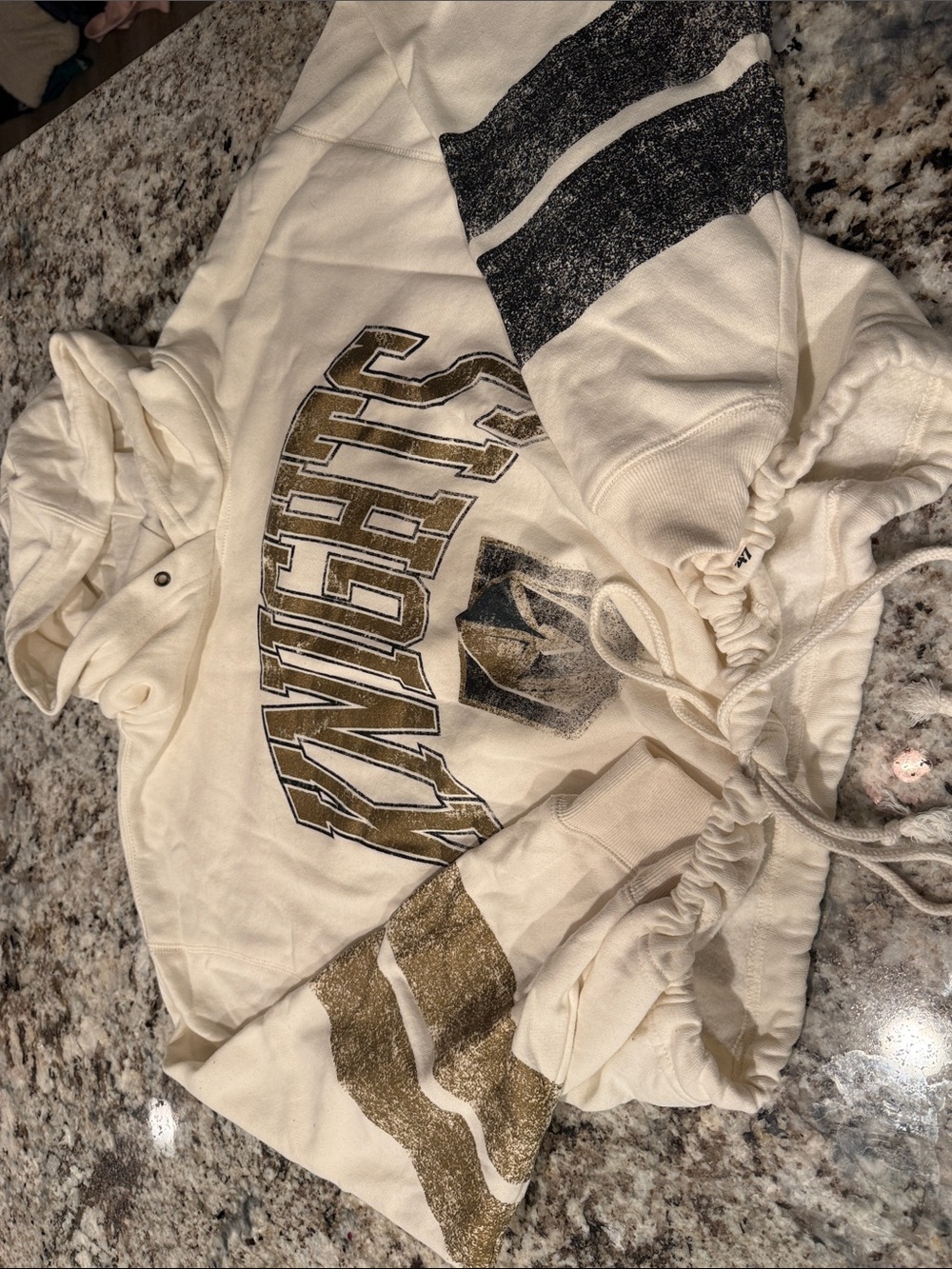 ‘47 Vegas Golden Knights Cream & Gold Cropped Hoodie